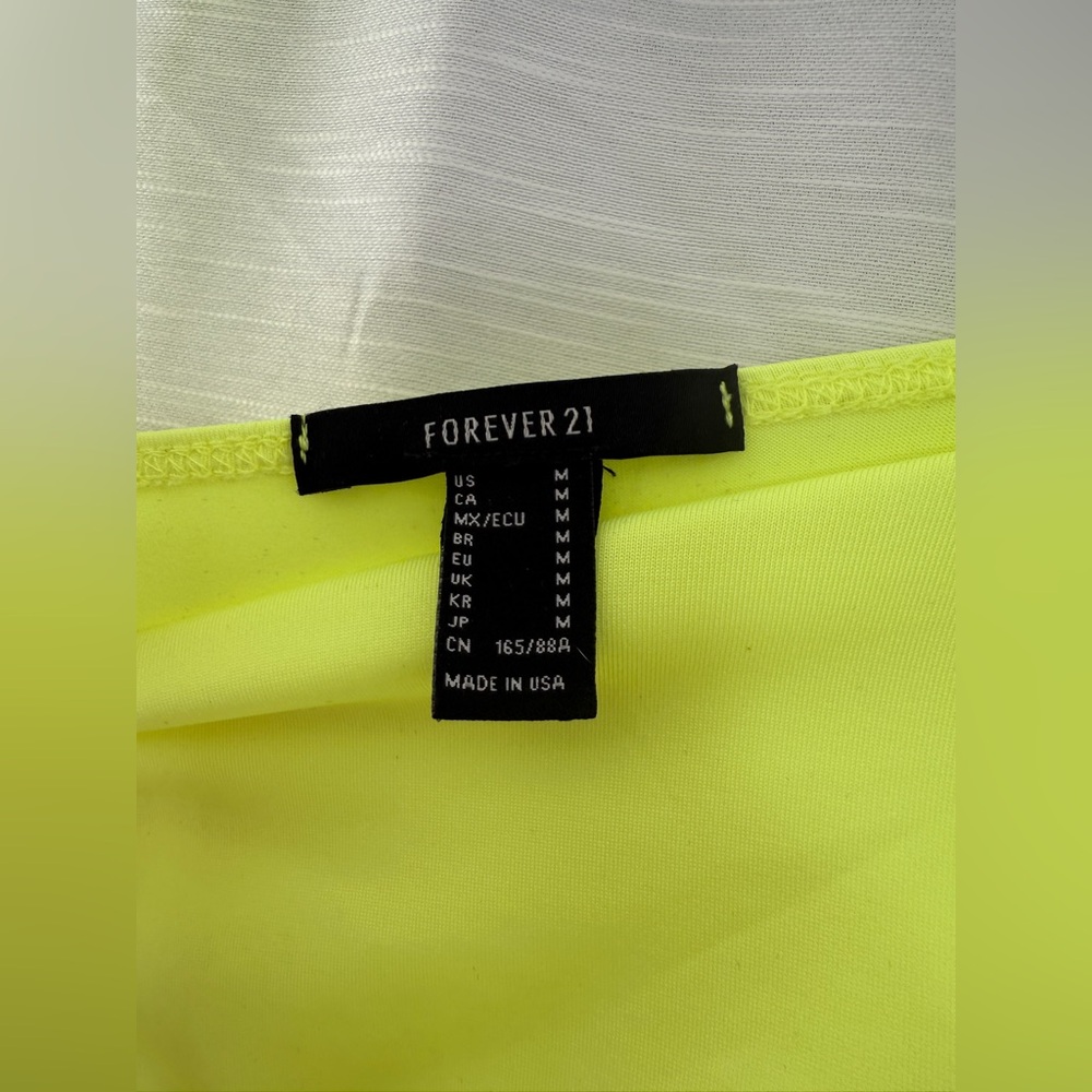 Forever 21 Neon Yellow Cutout Bodycon Mini Dress | Bold Night-Out Look Size M - Picture 8 of 8